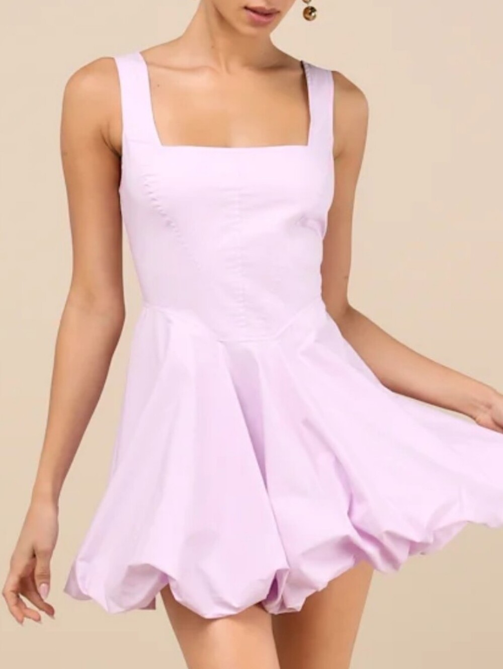 NWT Francesca's Collections Mi Ami Lavender Bubble Hem Mini Dress Size M